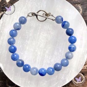 Blue Aventurine Healing Bracelet with Silver Toggle Clasp